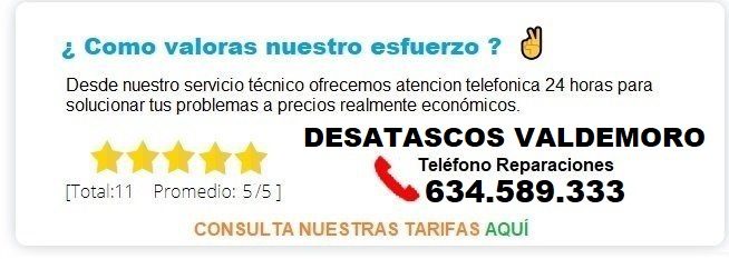 Desatascos Valdemoro Precios